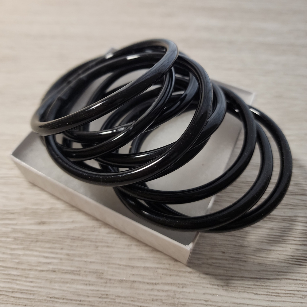 All Weather Black Bangle Bracelet Set